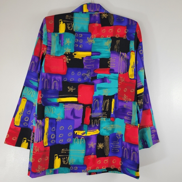 Vintage BEDFORD FAIR LIFESTYLES 90's multicolor abstract artsy geometric blazer - Picture 10 of 10